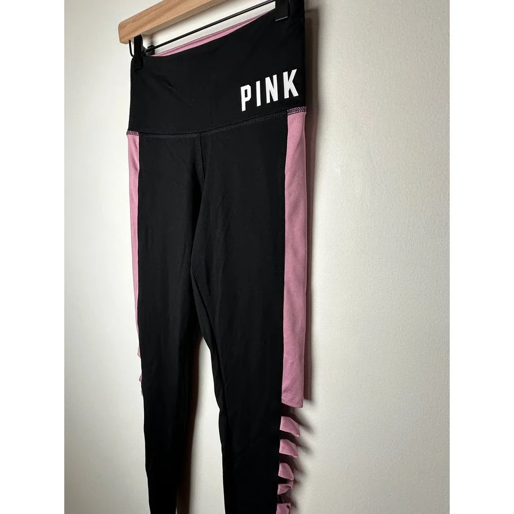 PINK Victoria's Secret Ultimate‎ Leggings XS Black Pink High Waist Activewear